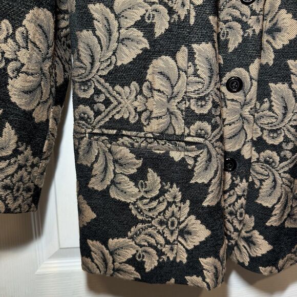 Vtg Denim & Co Tapestry Blazer Jacket Large Floral Damask Boho Dark Academia - Picture 3 of 16